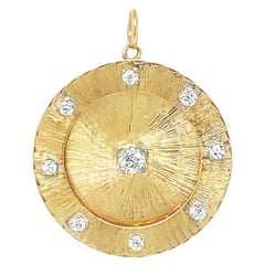 Pendentif breloque vintage en or jaune 14 carats massif avec diamants