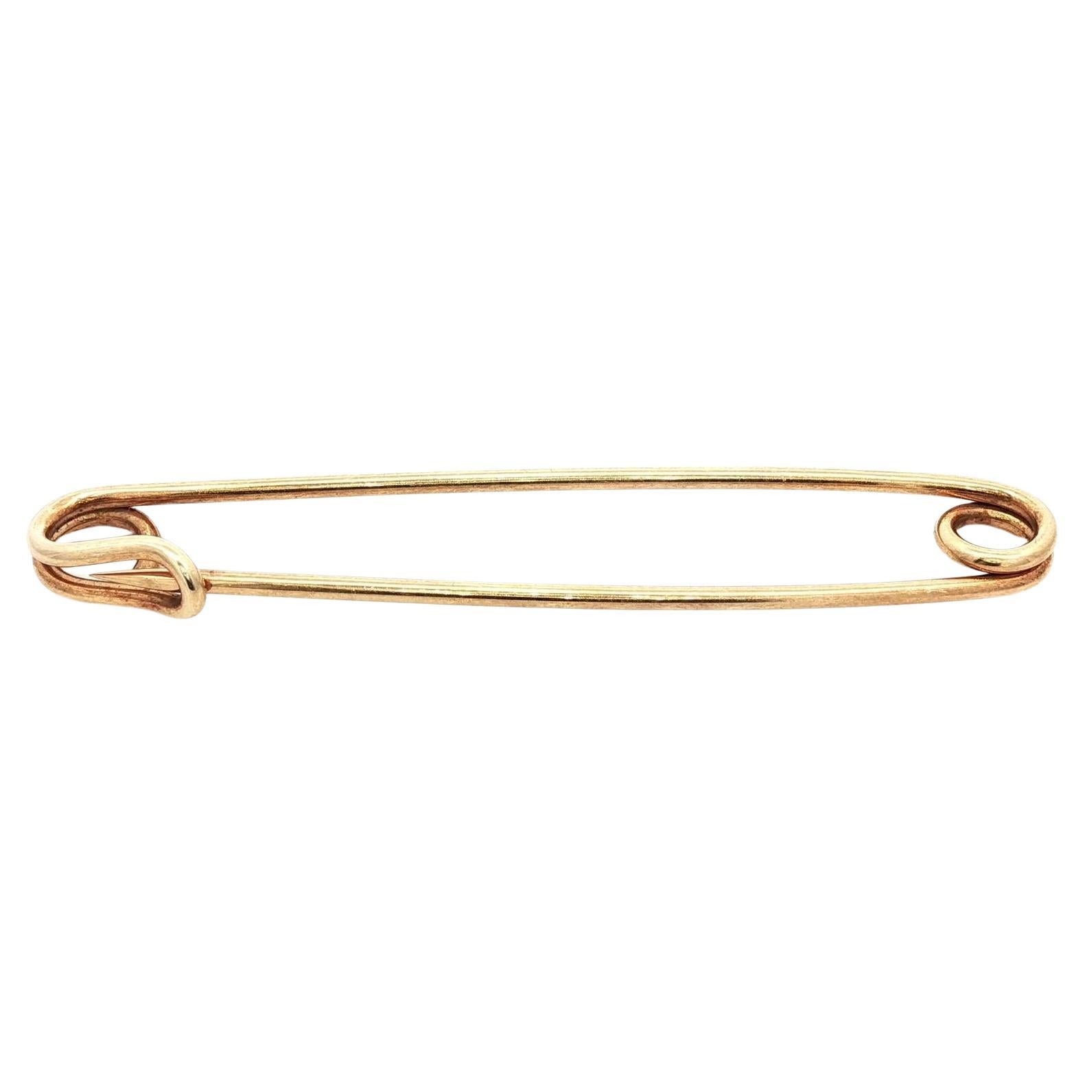 Spilla da balia grande in oro giallo massiccio 14k vintage
