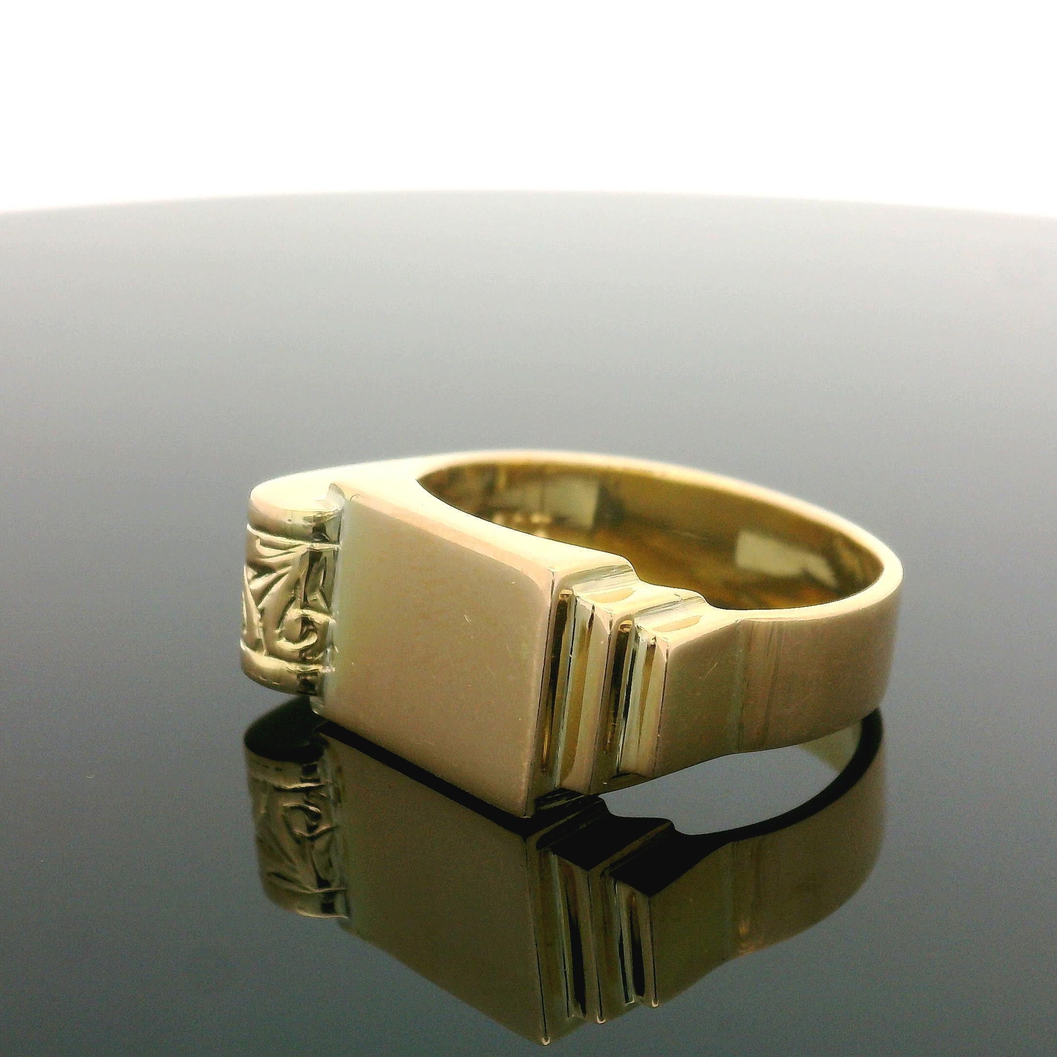 Vintage Solid 14k Yellow Gold Rectangular Polishe… - image 3