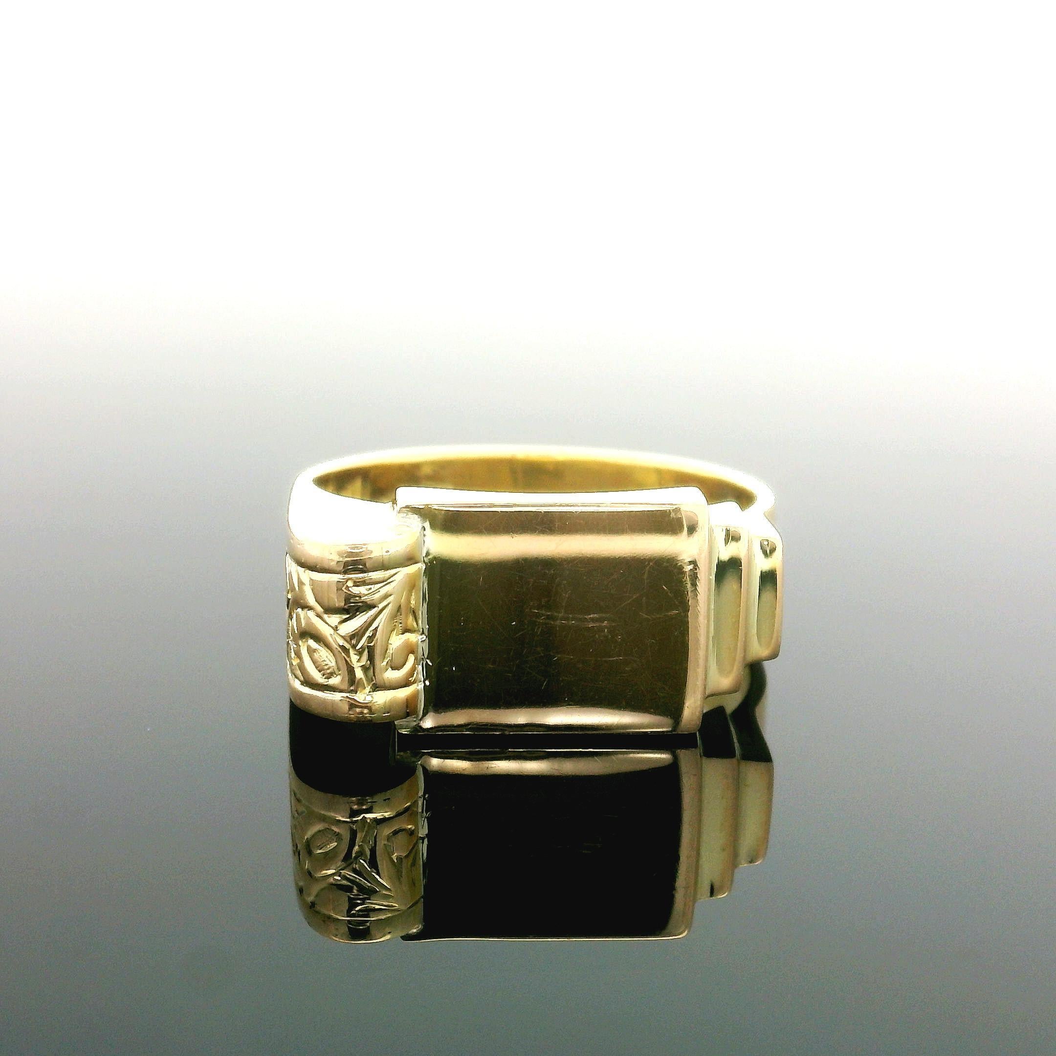 Vintage Solid 14k Yellow Gold Rectangular Polishe… - image 4