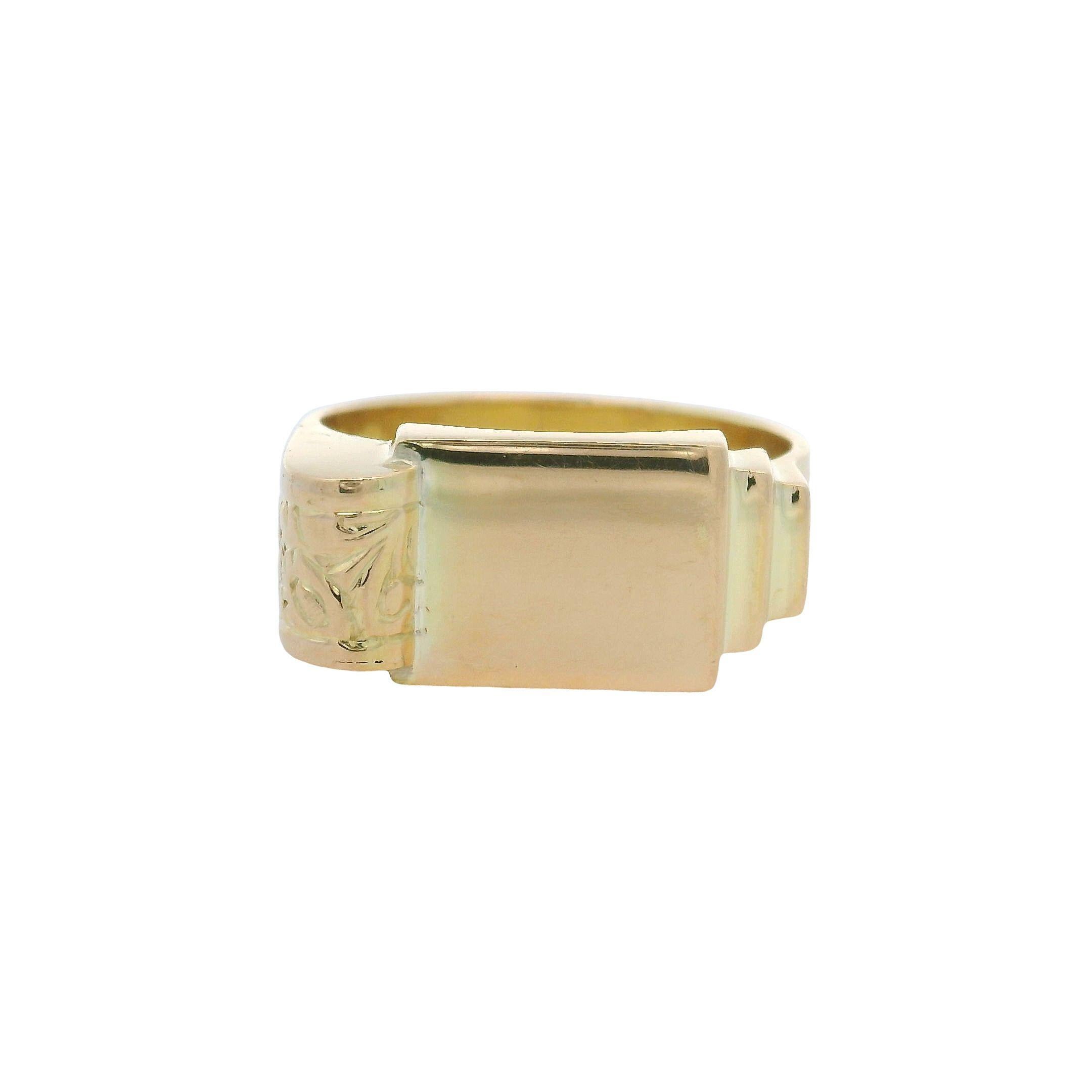 Vintage Solid 14k Yellow Gold Rectangular Polishe… - image 6