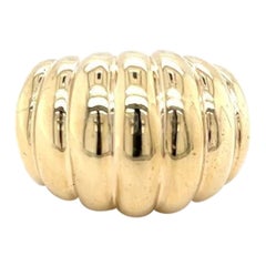 Vintage massiv 14K Gelbgold Scalloped Dome Ring