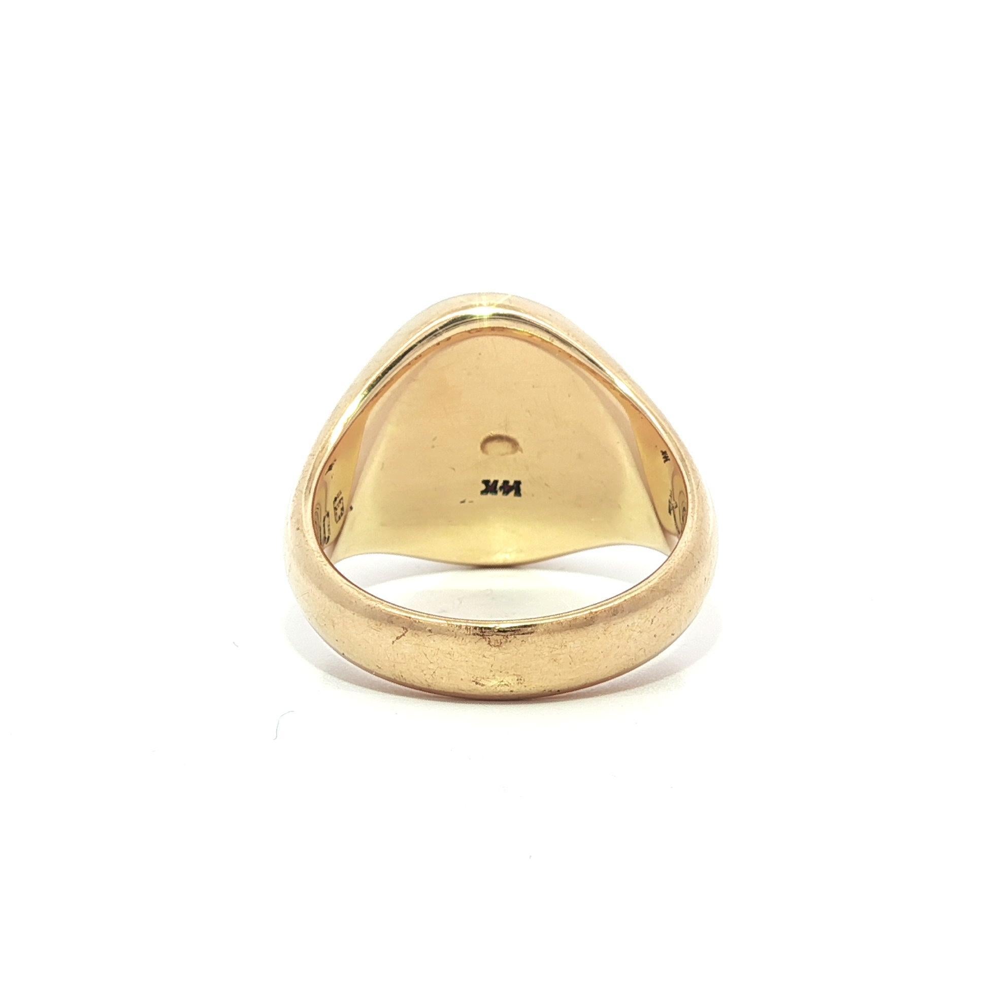 Anello con sigillo d'epoca in oro giallo massiccio 14 carati 