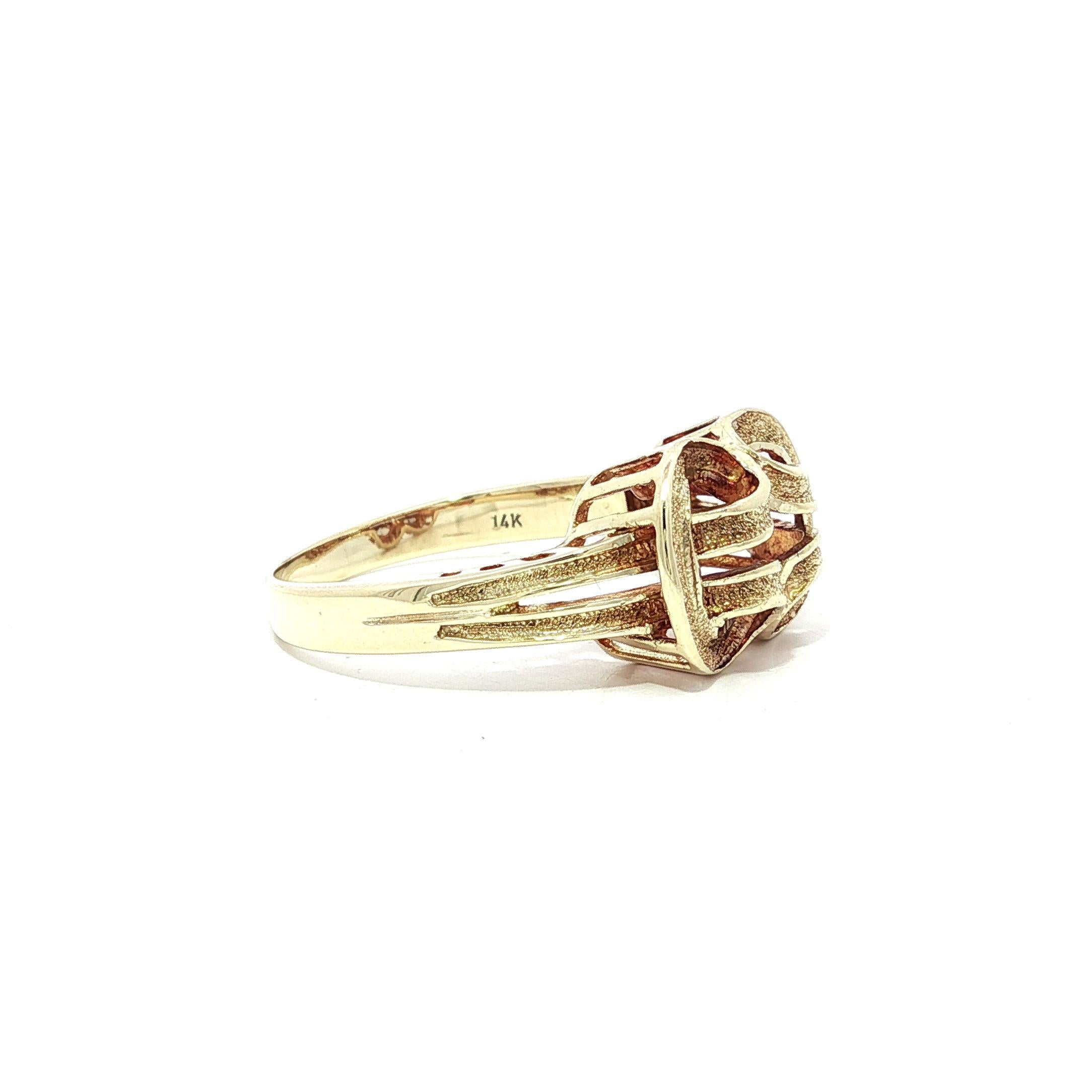 Anillo de oro amarillo macizo de 14 quilates con textura de nudo abierto sz7 en venta 6