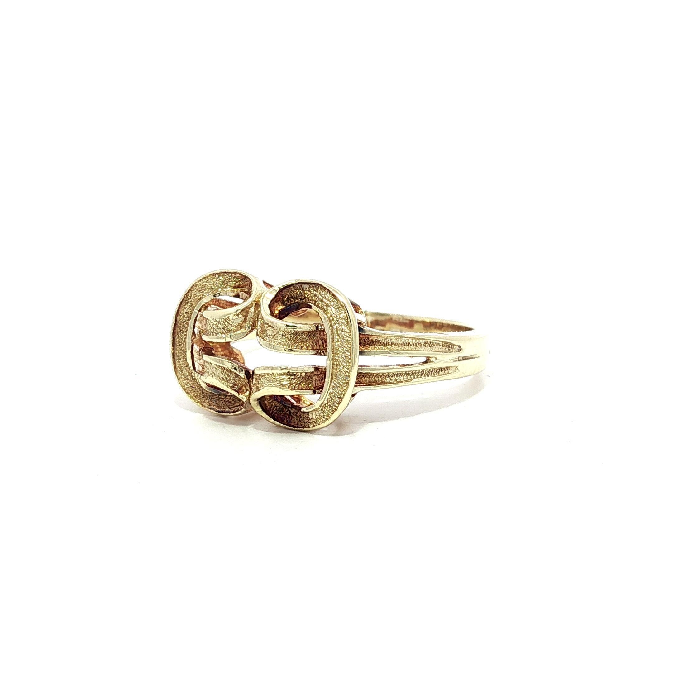 Anillo de oro amarillo macizo de 14 quilates con textura de nudo abierto sz7 en venta 3