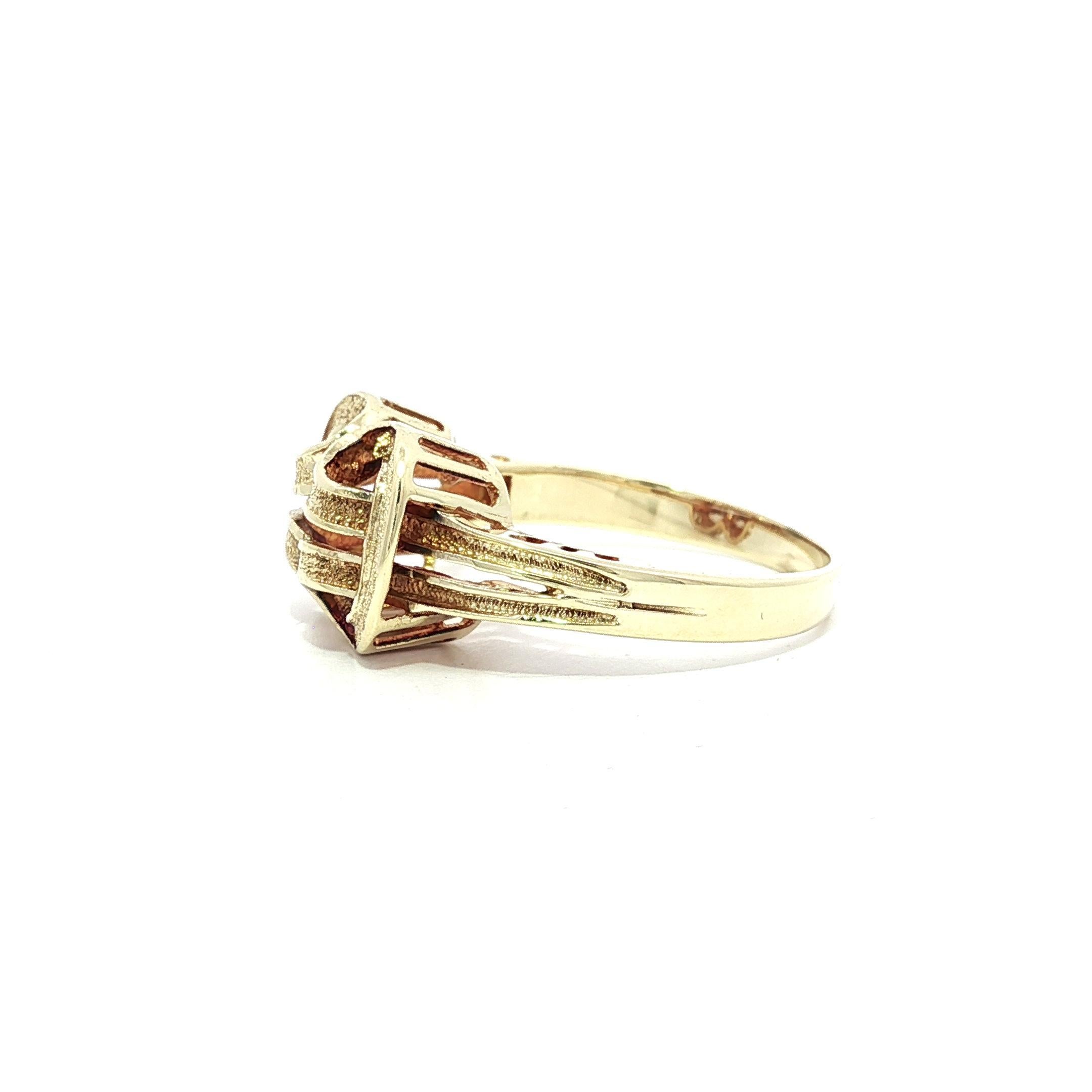 Anillo de oro amarillo macizo de 14 quilates con textura de nudo abierto sz7 en venta 4