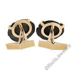 Vintage Solid 14k Yellow Gold w/ Ancient Coin Swivel Cufflinks