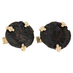 Vintage Solid 14k Yellow Gold w/ Ancient Coin Swivel Cufflinks
