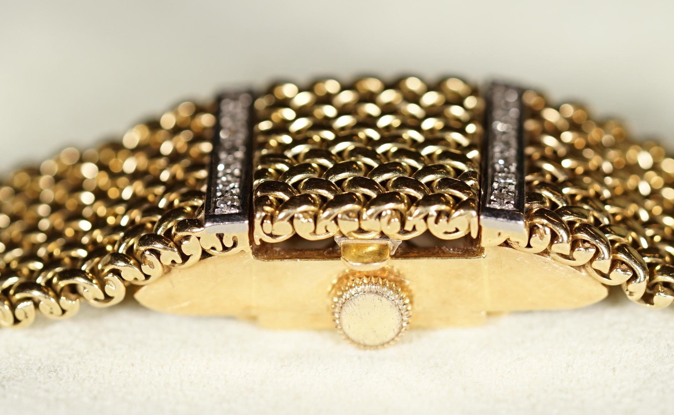 20th Century Vintage Solid 18-Carat Gold & Diamond Ladies Rolex Precision Bracelet Wristwatch