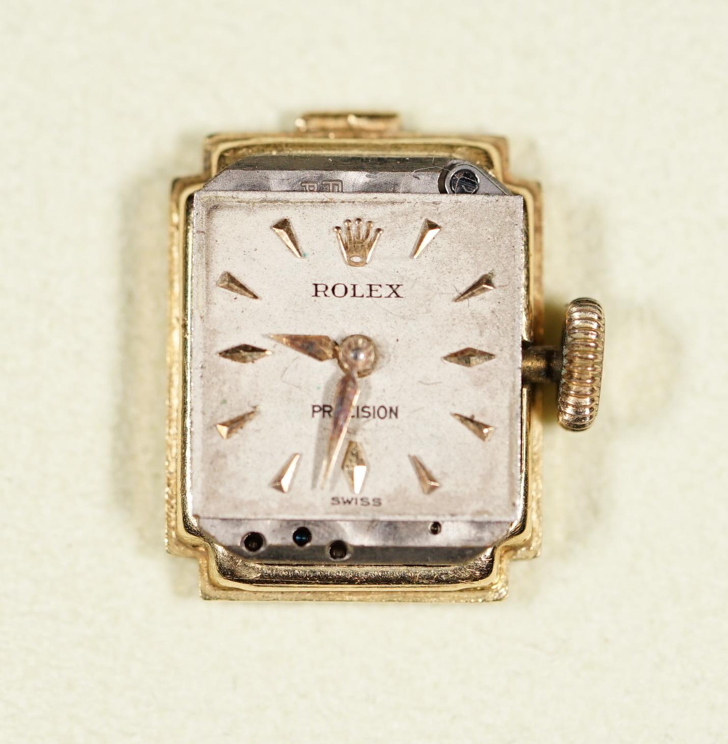 Vintage Solid 18-Carat Gold & Diamond Ladies Rolex Precision Bracelet Wristwatch 6