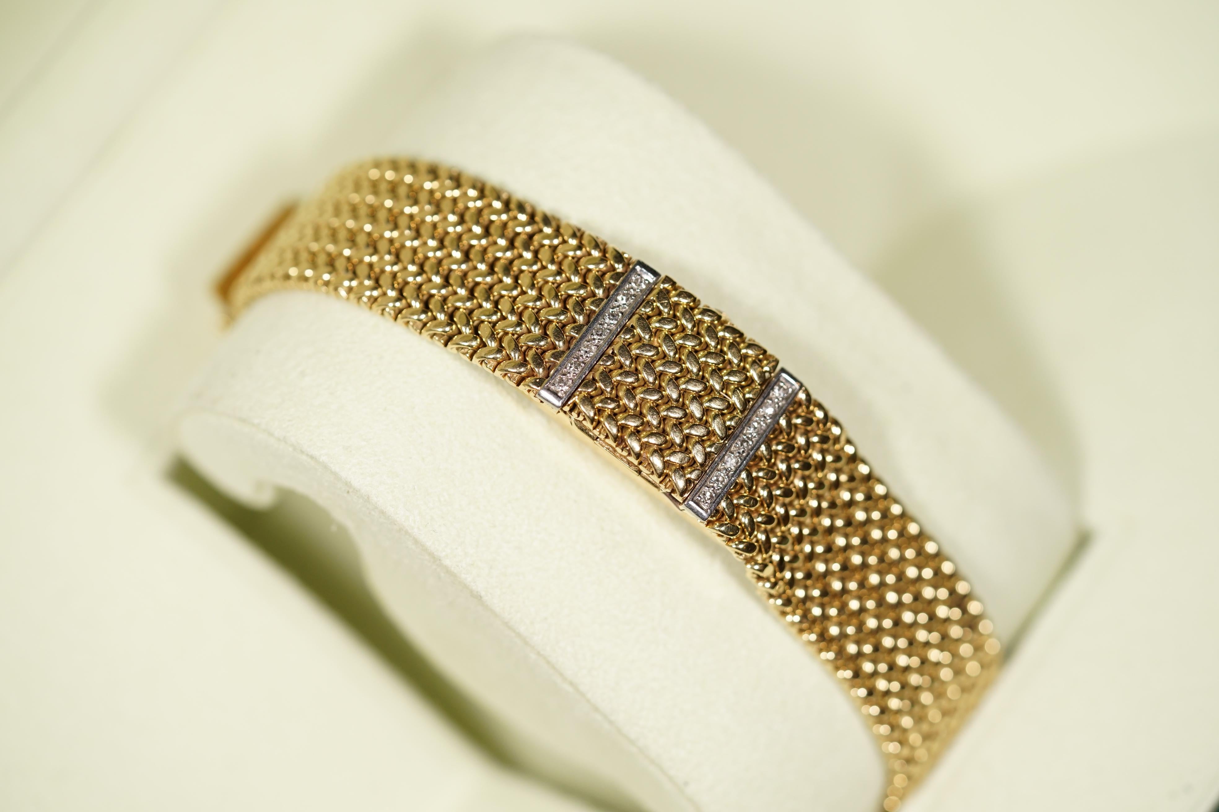 Mid-Century Modern Vintage Solid 18-Carat Gold & Diamond Ladies Rolex Precision Bracelet Wristwatch