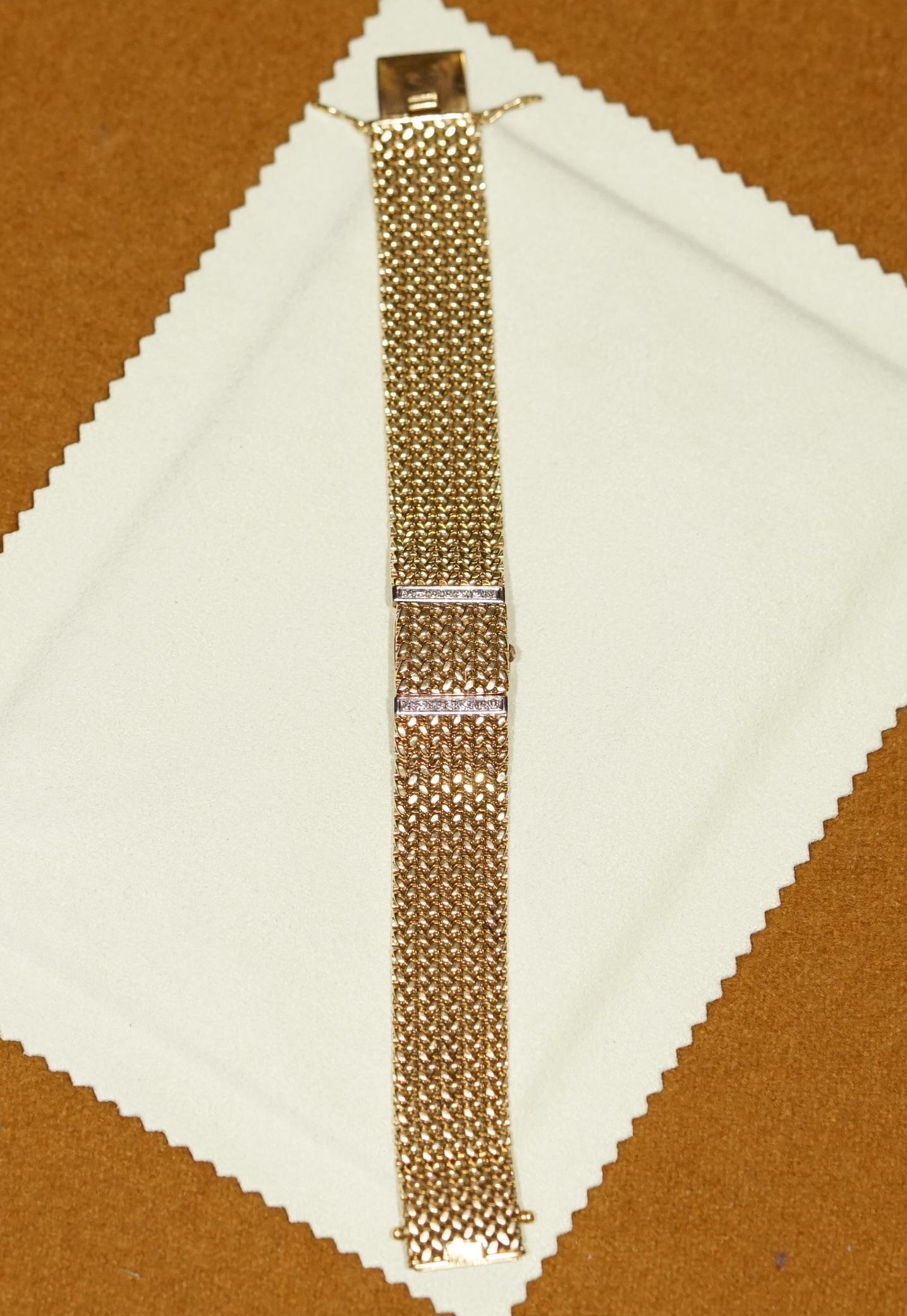 English Vintage Solid 18-Carat Gold & Diamond Ladies Rolex Precision Bracelet Wristwatch