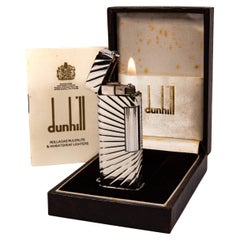 Vintage Solid 18k White Gold Jacket DUNHILL Rollagas Lighter With Saphire 1970s