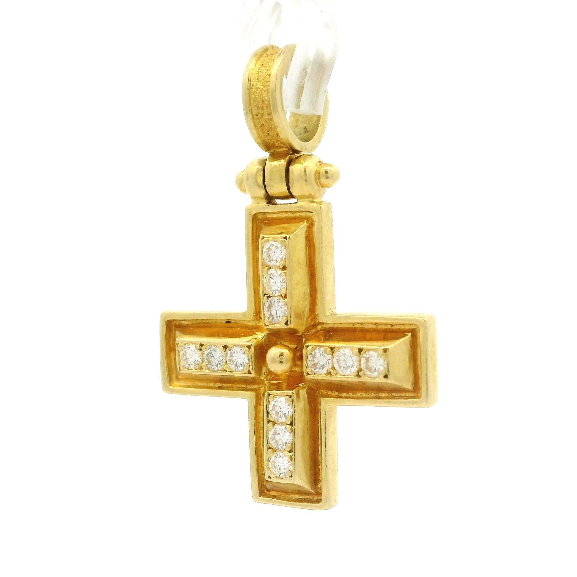 Vintage Solid 18k Gelbgold hohe Qualität 0,60ctw Runde Diamant Kreuz Anhänger im Angebot 7