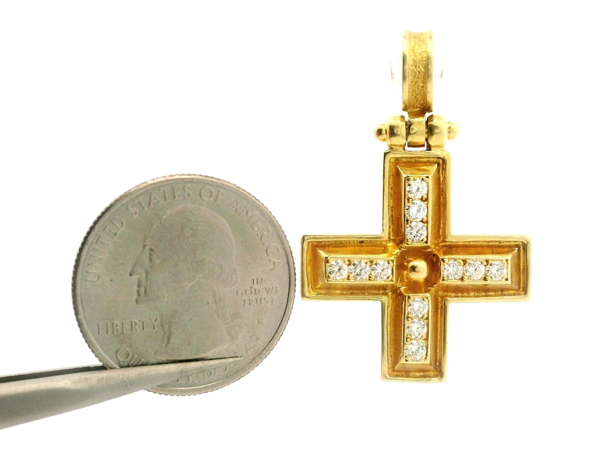 Vintage Solid 18k Gelbgold hohe Qualität 0,60ctw Runde Diamant Kreuz Anhänger im Zustand „Hervorragend“ im Angebot in Montclair, NJ
