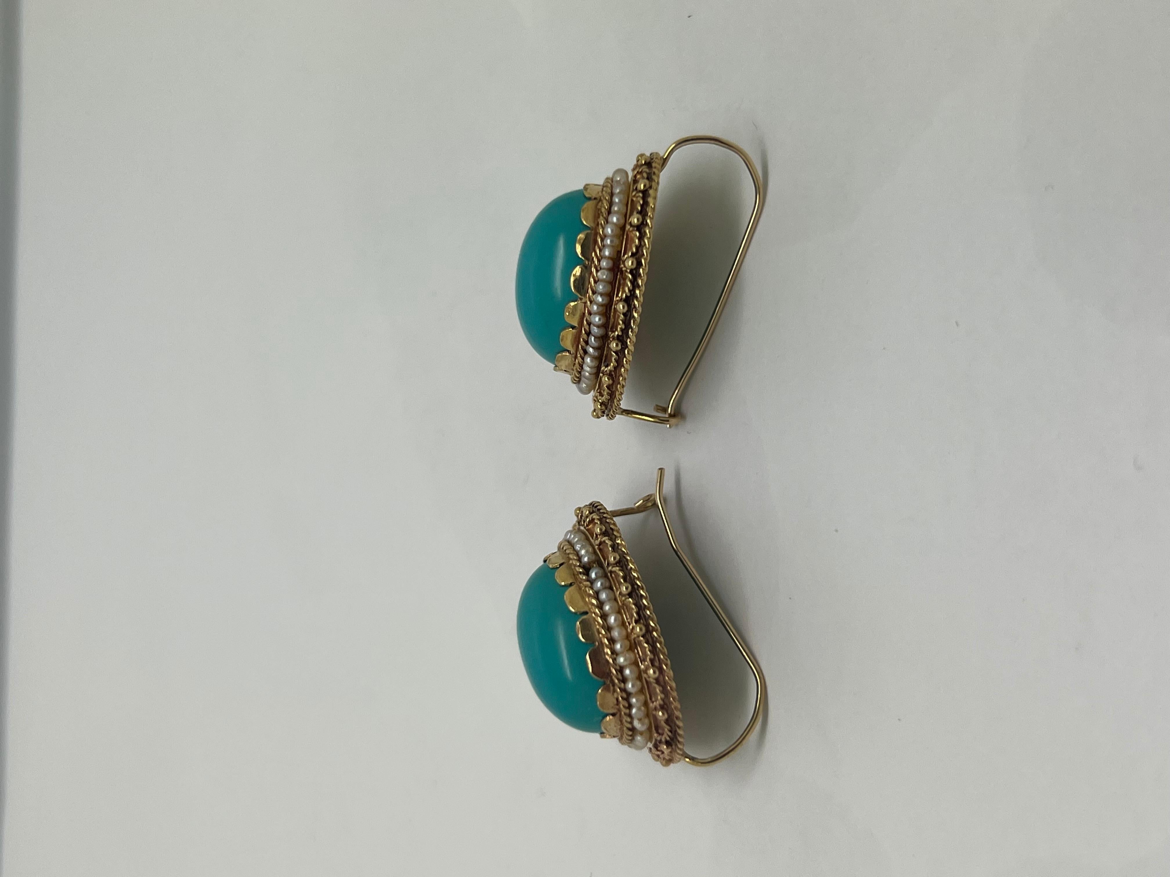 turquoise nautilus drops 18kt gold earrings