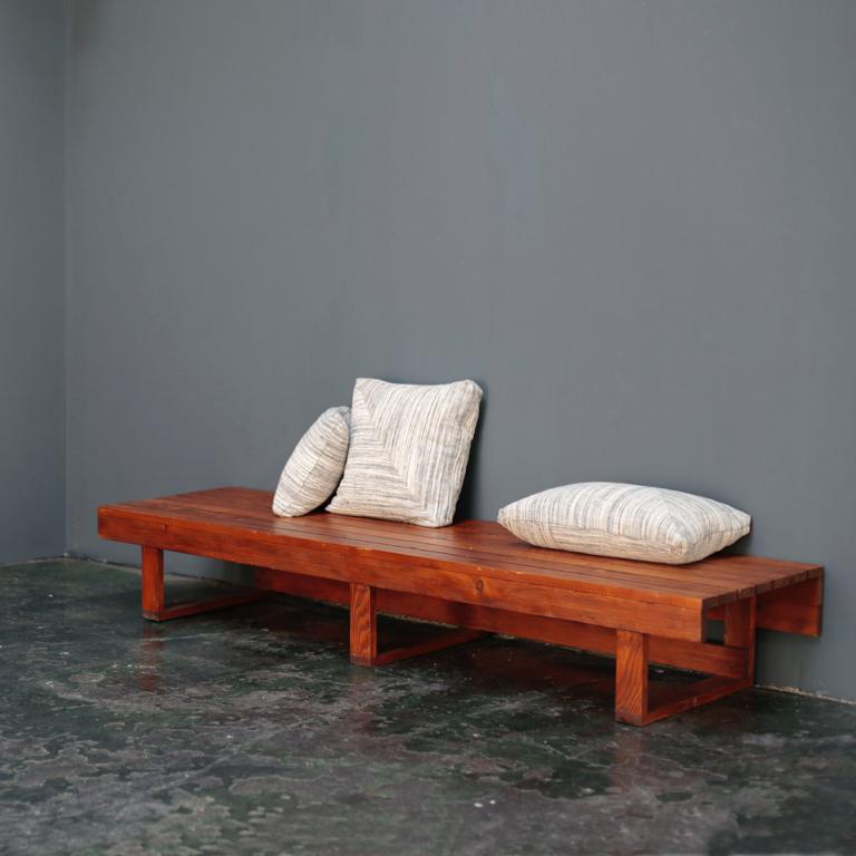 Modern Vintage Solid Bench with Beautiful Patina from France