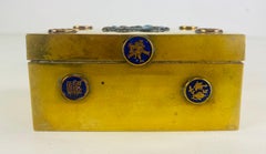 Vintage solid brass and enamel Chinese export trinket box.
