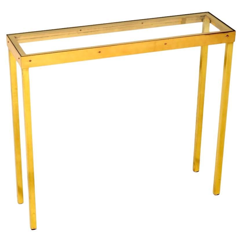Vintage Solid Brass and Glass Console / Side Table For Sale