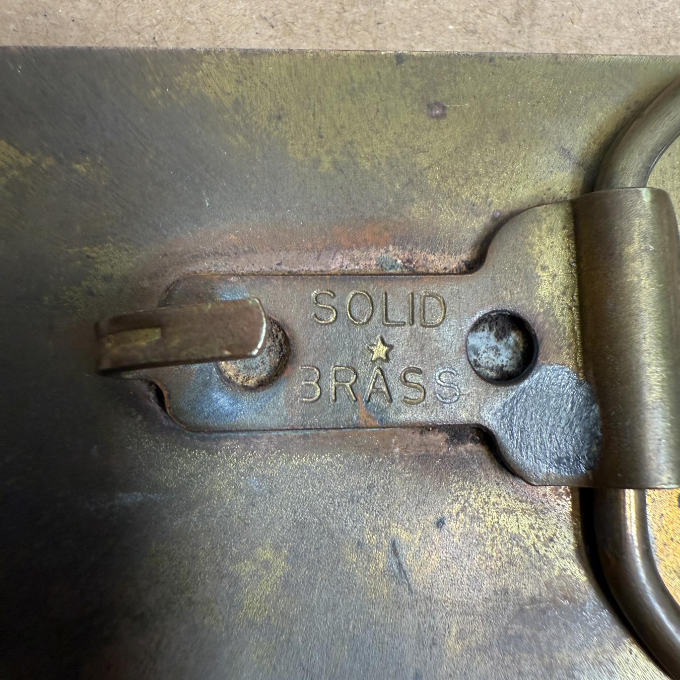 Vintage Turquoise Belt Buckle Solid Brass Ebony In Good Condition In Chula Vista, CA