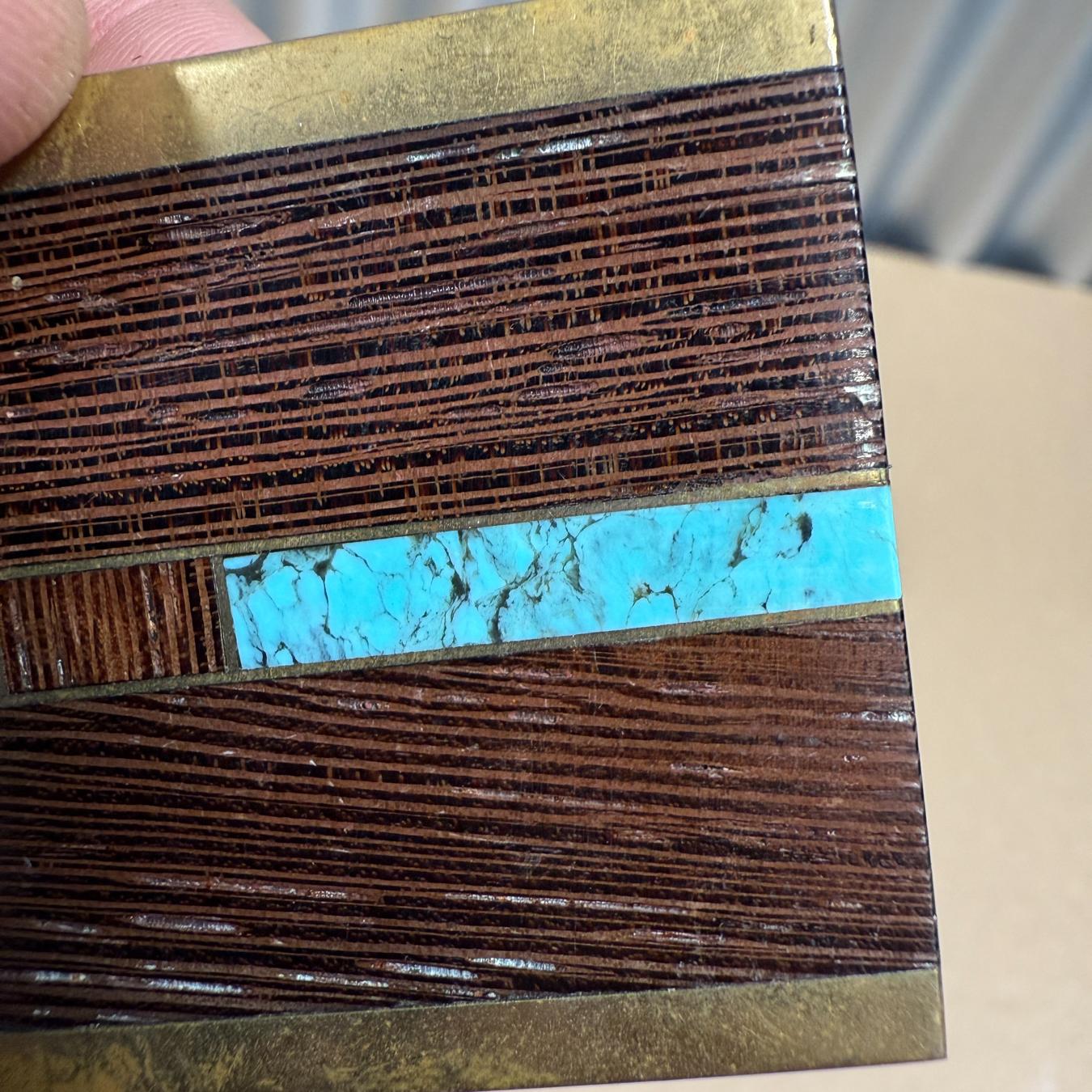 Vintage Turquoise Belt Buckle Solid Brass Ebony 3