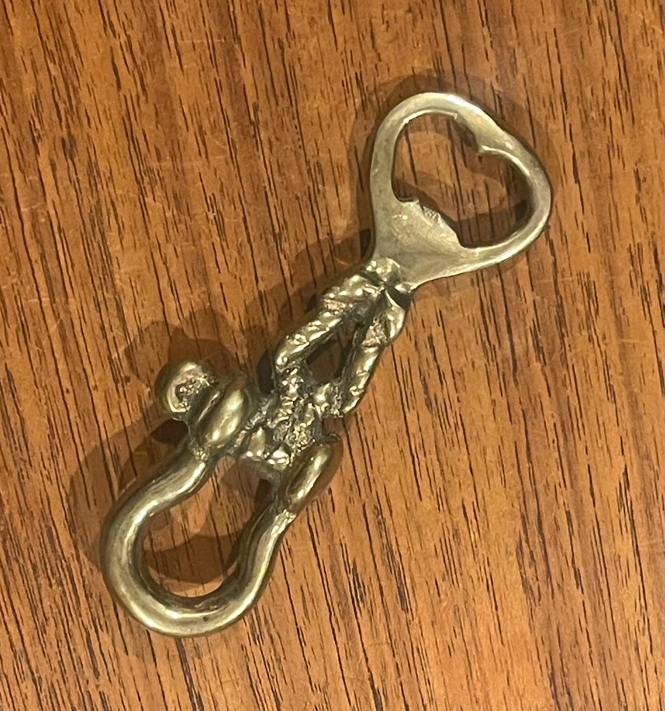 Vintage Solid Brass Bottle Opener In Good Condition For Sale In San Diego, CA