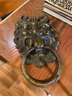 Vintage Solid Brass Chinoiserie Dragon Brass Door Knocker