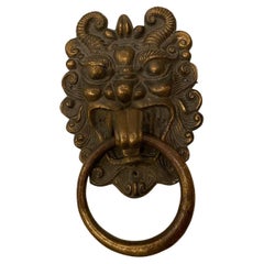 Used Solid Brass Chinoiserie Dragon Brass Door Knocker