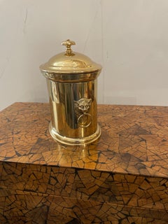 Vintage Brass Decorative Box with Lion Head Handles, 20th Century