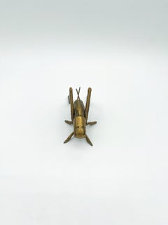 Vintage Solid Brass Cricket Grasshopper Figurine Mid-Century Insect Paperweight