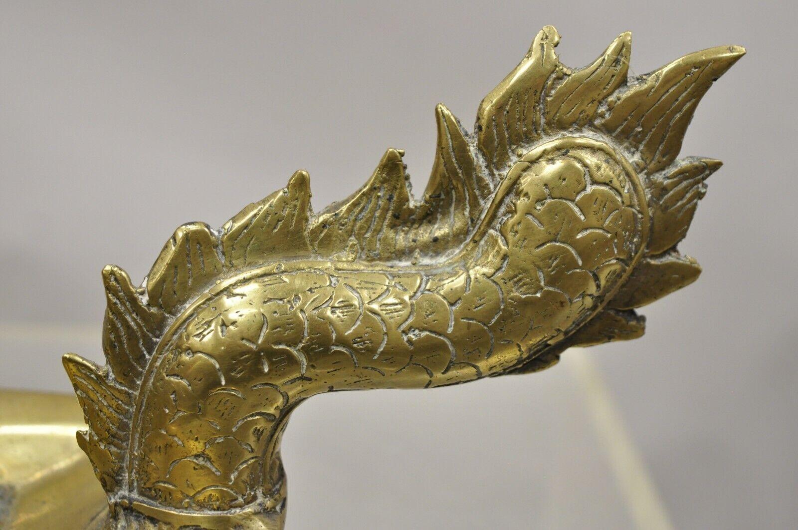 Vintage Solid Brass Dragon Form Chinese Trinket Dish Desk Accessory 1