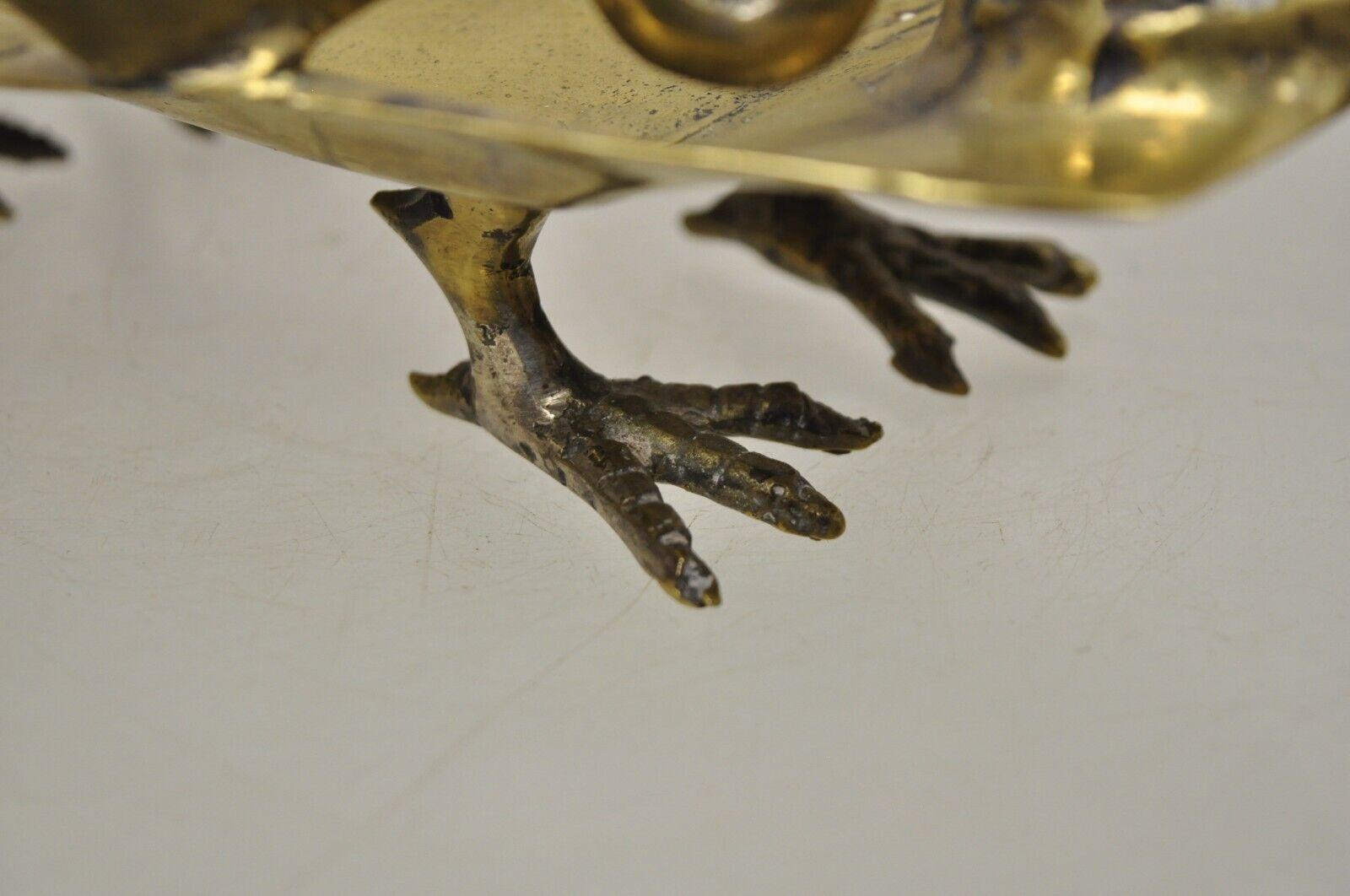 Vintage Solid Brass Dragon Form Chinese Trinket Dish Desk Accessory 3