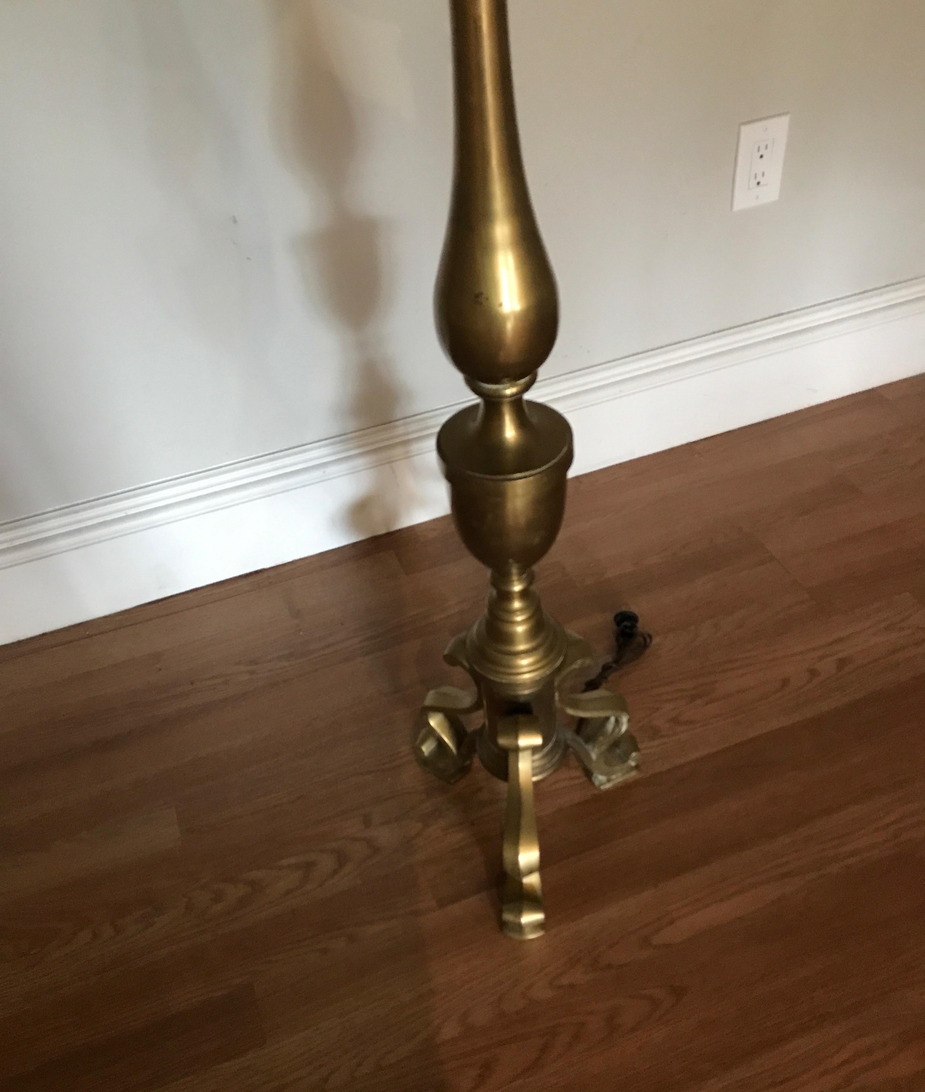 Solid brass candlestick floor lamp by Chapman.
