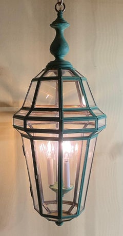 Vintage Massiv Messing französischer Stil - Verdigris - Sechseckiger Kronleuchter -31 "H x 12 "W