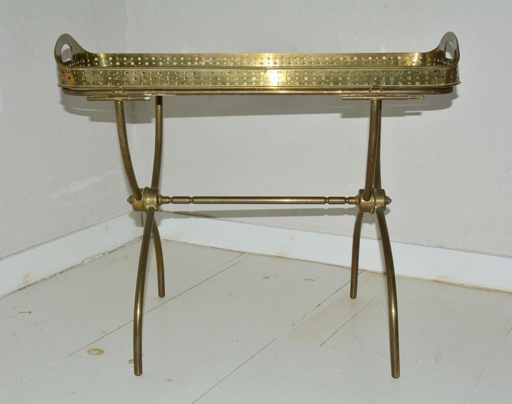 Neoclassical Vintage Solid Brass Gallery Tray Table