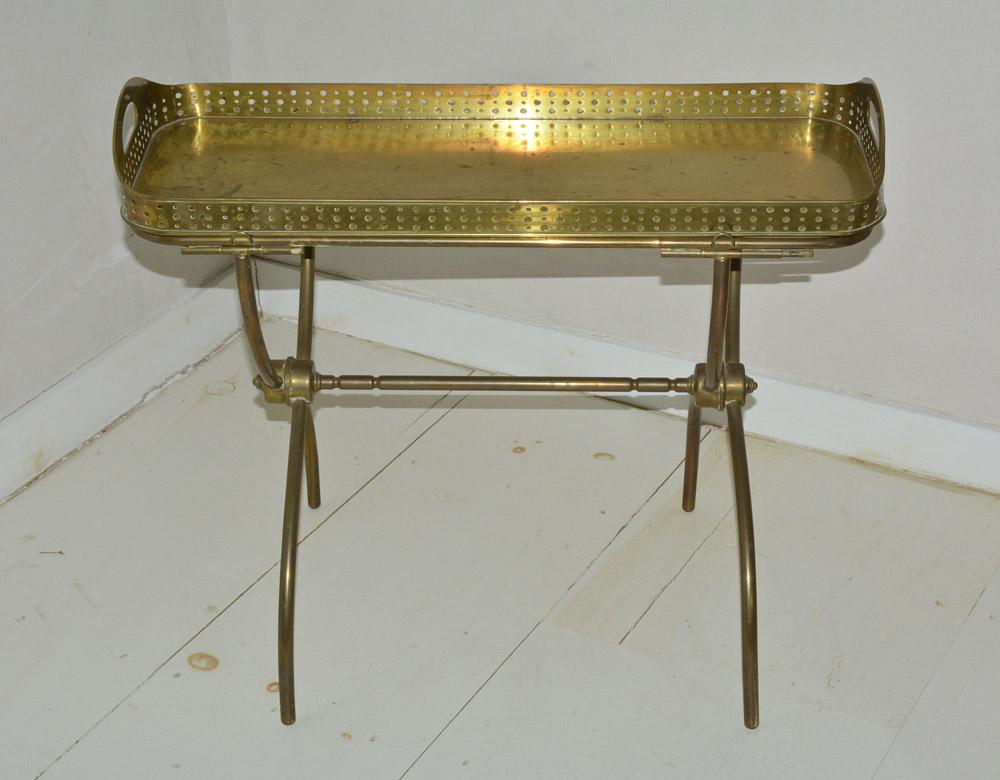 American Vintage Solid Brass Gallery Tray Table