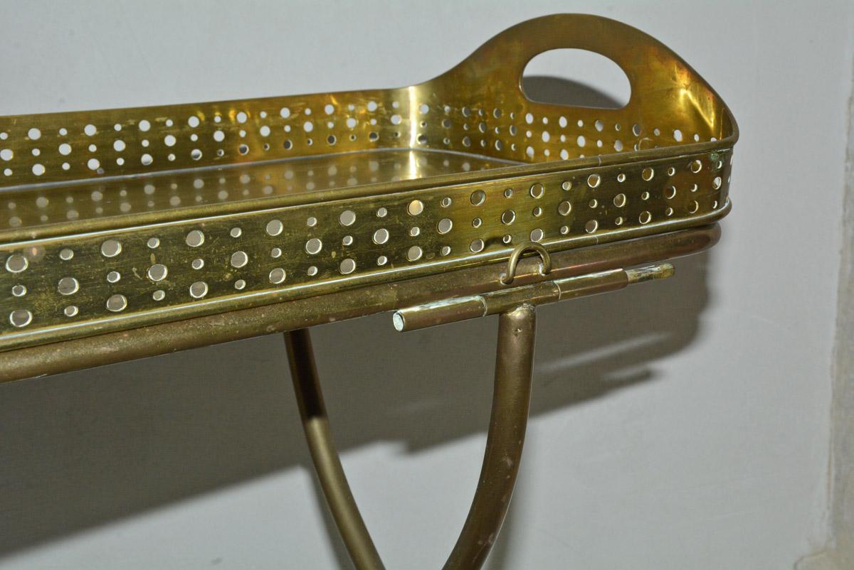 20th Century Vintage Solid Brass Gallery Tray Table