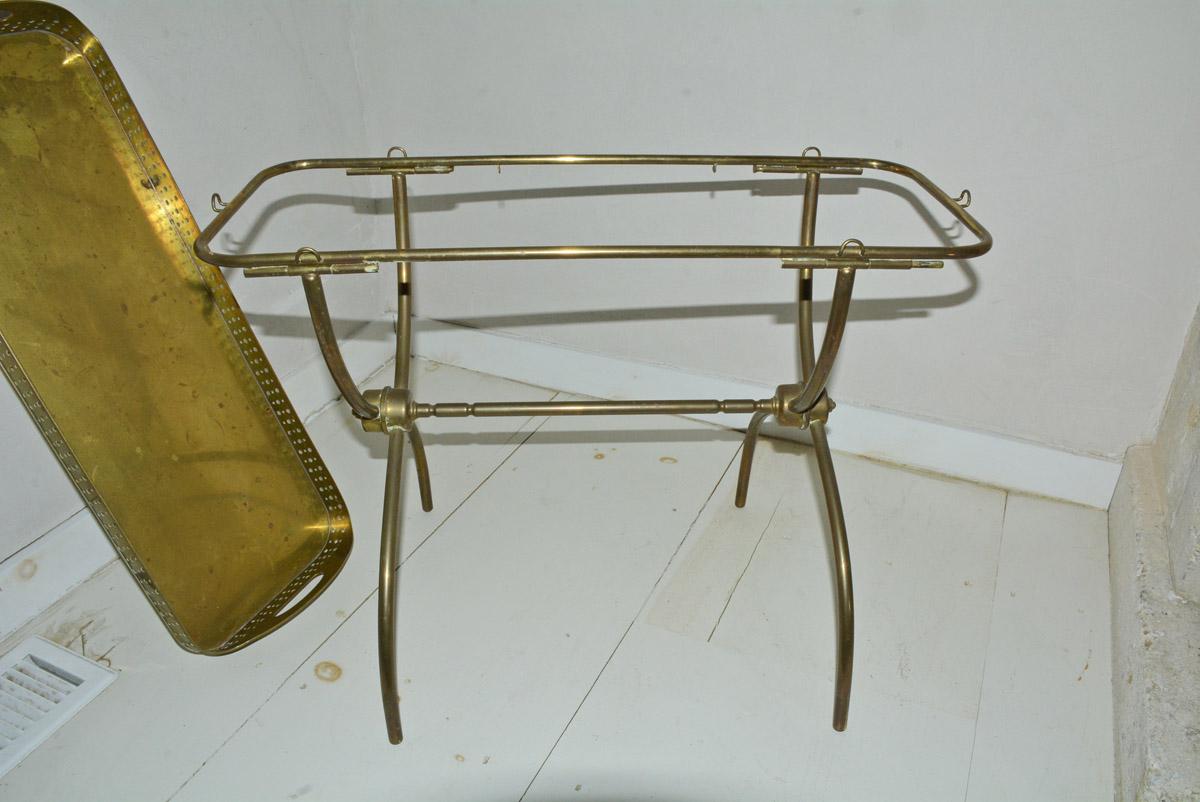 Vintage Solid Brass Gallery Tray Table 1