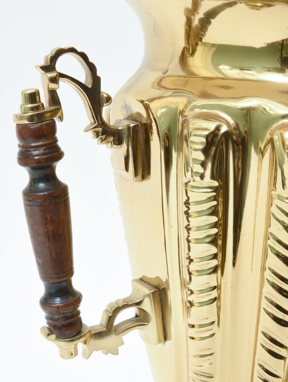 Mid-20th Century Vintage Solid Brass Hallmarked with Side Handles Samovar