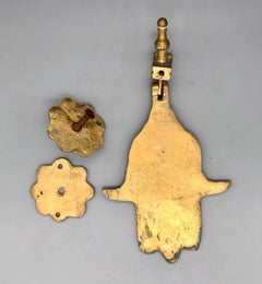 Vintage Solid Brass Hamsa Door Knocker, Hand Engraved, Morocco, 1950s