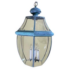 Large Vintage Solid Brass Hanging Lantern/Light Fixture-25” High x 16” Wide