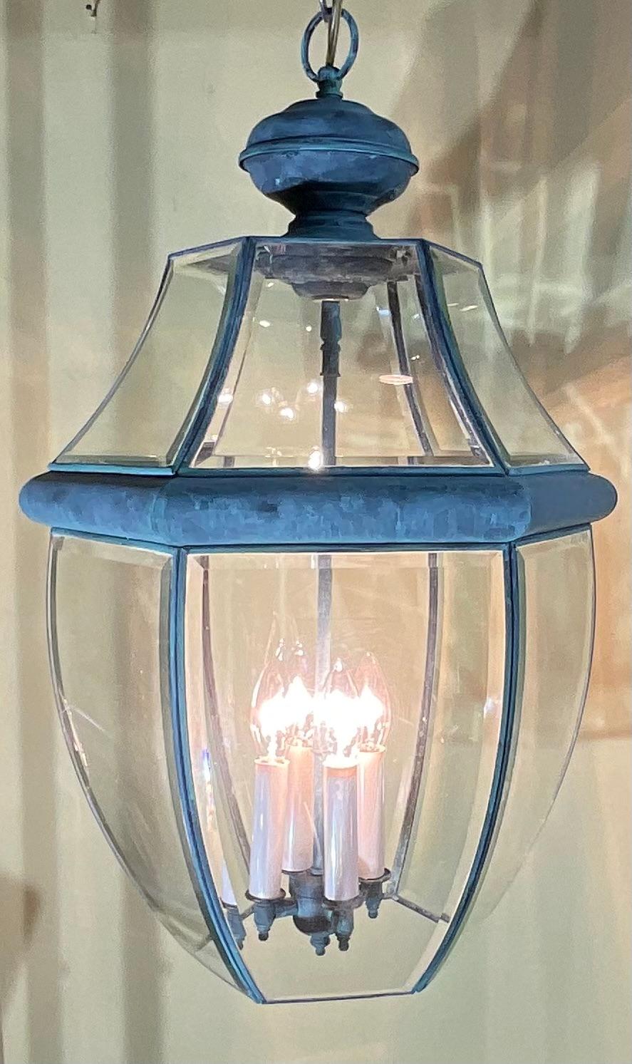 20th Century Vintage Solid Brass Hanging Lantern/Light Fixture For Sale