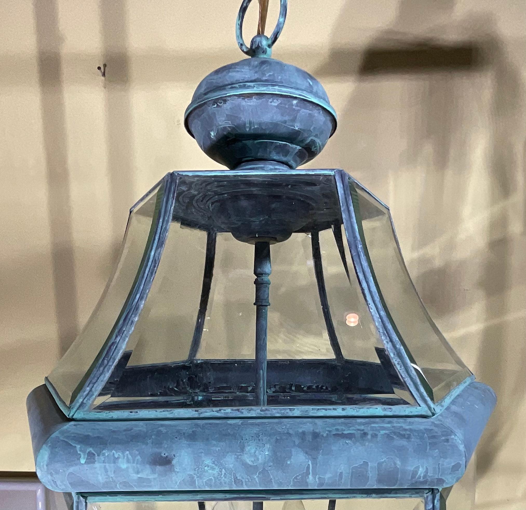 Vintage Solid Brass Hanging Lantern/Light Fixture For Sale 4