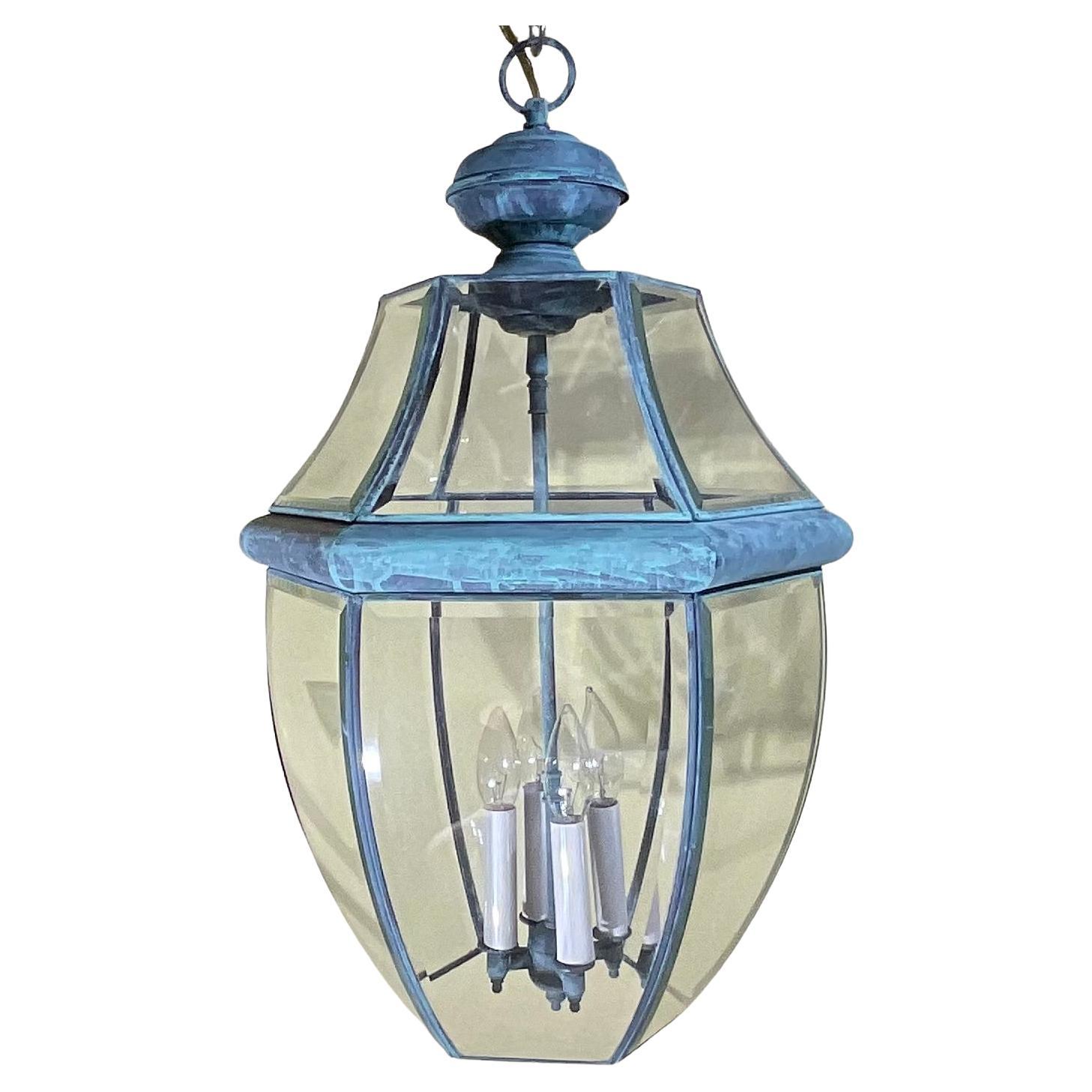 Lanterne / luminaire suspendu(e) vintage en laiton massif