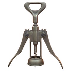 Vintage Solid Brass Italian Corkscrew Wine Bottle Opener, Marked Italy