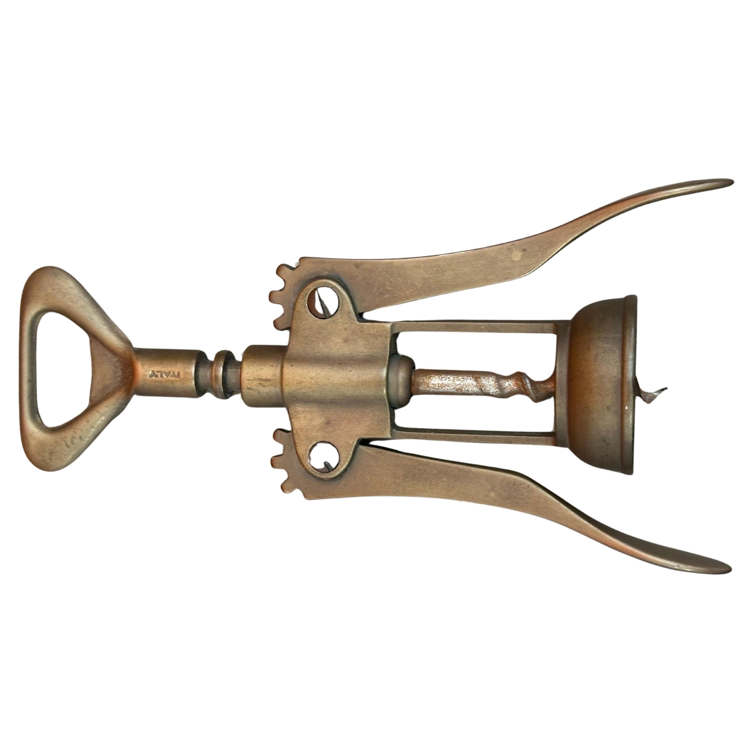 Vintage massivem Messing italienischen Korkenzieher Weinflaschenöffner, markiert Italien im Angebot 1