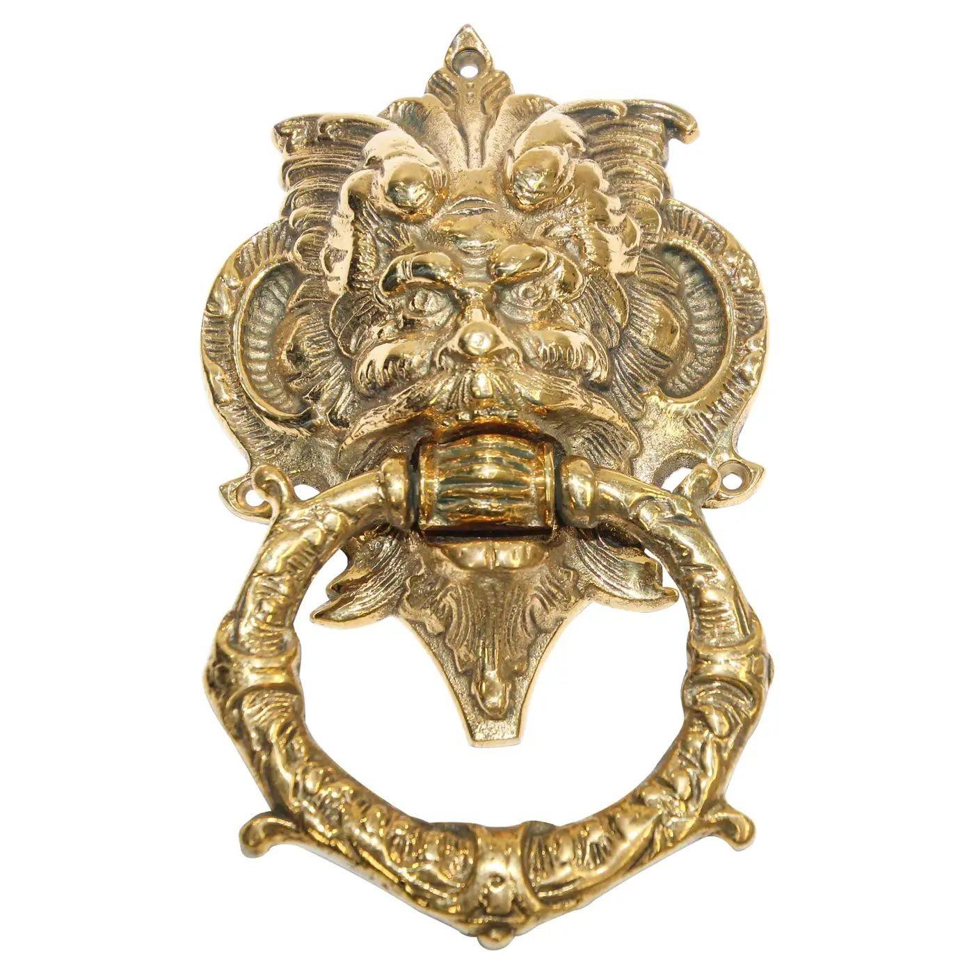 Vintage Solid Brass Italian Gothic Devil Door Knocker For Sale 5