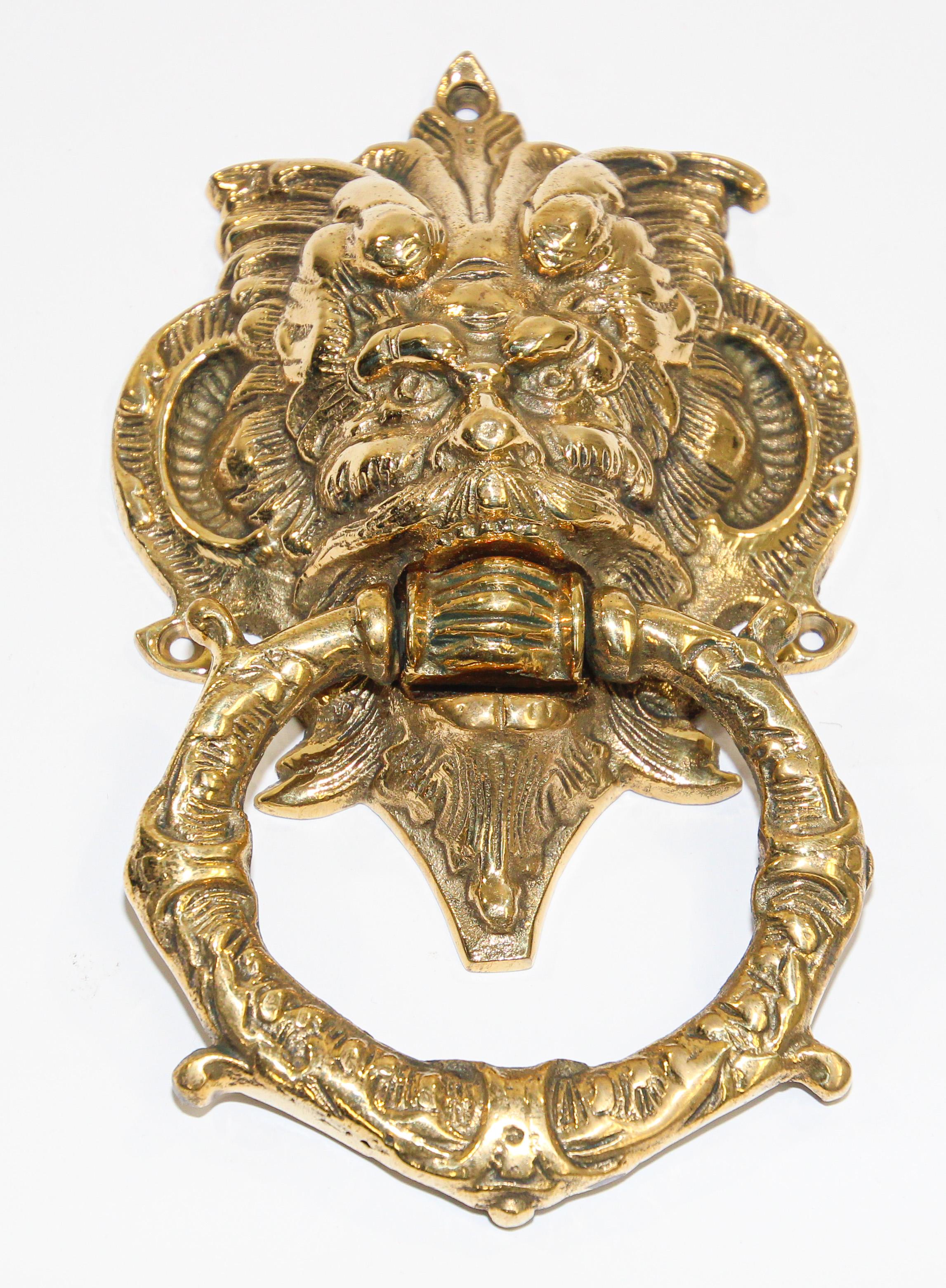 Vintage Solid Brass Italian Gothic Devil Door Knocker 2