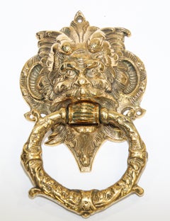 Vintage Solid Brass Italian Gothic Devil Door Knocker