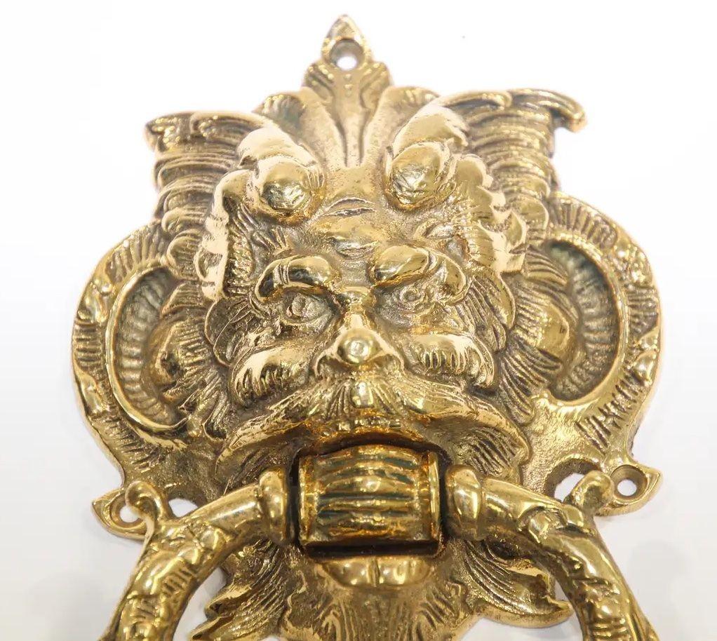 20th Century Vintage Solid Brass Italian Gothic Devil Door Knocker For Sale